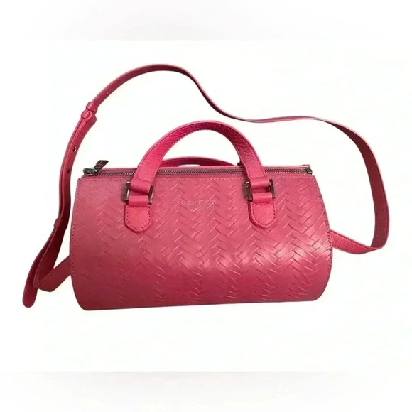 MELI MELO Vera Woven Leather Duffel Satchel In Magenta - Picture 2 of 12
